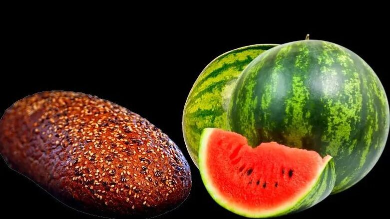 watermelon with black bread to lose weight
